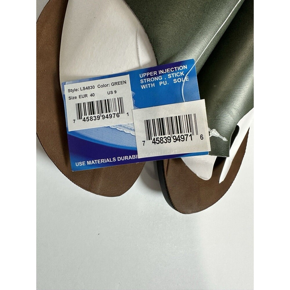 Aerosoft LS4830 Green  Leather Toe Loop Slide Sandals Womens US 9 EU 40 NIB - Picture 6 of 9